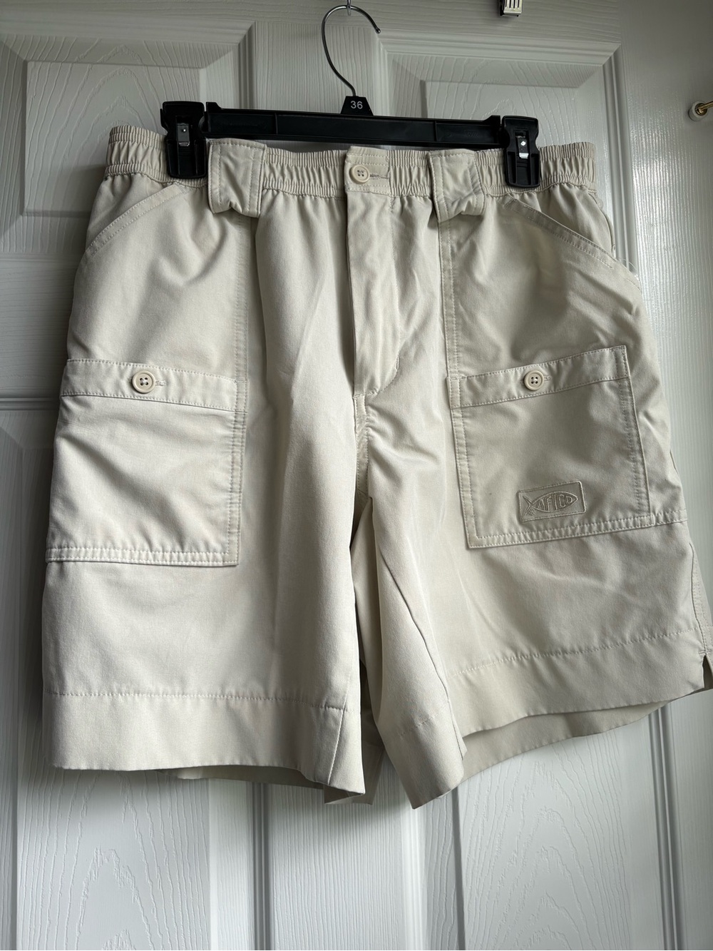 AFTCO Men's Beige Cargo Shorts with Patch Pockets